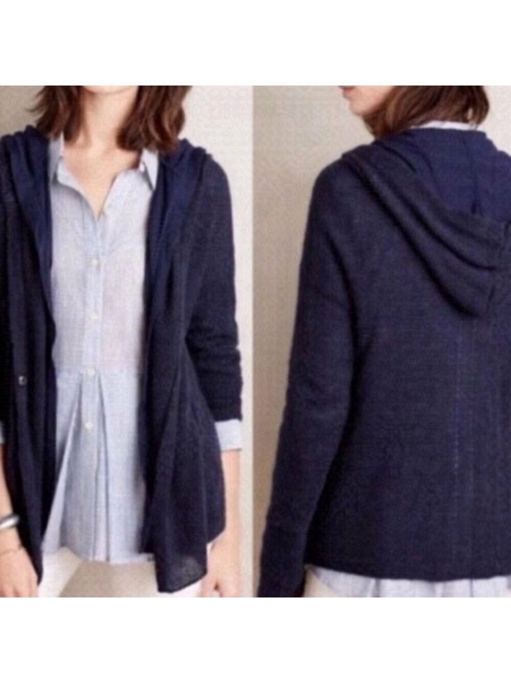𝅺moth Alpaca and Wool Blend Hooded Layered Cardigan Size Small